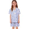 image:imageSWOMOG Unisex Girls Boys Soft Pajamas Set ButtonDown PJs Short Sleeve Sleepwear Toddler Cute Lounge SetsBlue Monkey