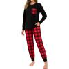 image:imageSWOMOG Women Christmas Pajamas Sets Buffalo Plaid Pajama Pants with Pockets Long Sleeve Tops Loungewear SetBlack  Red Plaid