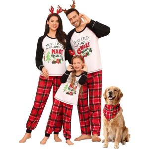 image:imageSWOMOG Family Christmas Matching Pajamas Sets Long Sleeve Pjs Holiday Sleepwear Women Men Soft Loungewear SetRed Green Plaid