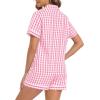 image:imageSWOMOG 100 Cotton Women Pajama Set 2 Piece Gingham Pjs Set Short Sleeve Plaid Sleepwear Button Down Lounge SetPink Plaid