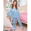 image:imageSWOMOG 4 pcs Kids Girls Satin Pajamas Set Silk ButtonDown PJs Sets Soft Lounge Sets Long Sleeve Sleepwear4 Pcsblue Flamingo