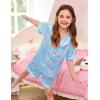 image:imageSWOMOG 4 pcs Kids Girls Satin Pajamas Set Silk ButtonDown PJs Sets Soft Lounge Sets Long Sleeve Sleepwear4 Pcsblue Flamingo