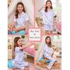 image:imageSWOMOG 4 pcs Kids Girls Satin Pajamas Set Silk ButtonDown PJs Sets Soft Lounge Sets Long Sleeve Sleepwear4 Pcsblue Striped