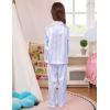 image:imageSWOMOG 4 pcs Kids Girls Satin Pajamas Set Silk ButtonDown PJs Sets Soft Lounge Sets Long Sleeve Sleepwear4 Pcsblue Striped