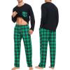 image:imageSWOMOG Adult Christmas Pajamas Buffalo Plaid Pajama Pants with Pockets Long Sleeve Tops for Couples amp FamilyBlack  Green Plaid