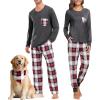 image:imageSWOMOG Adult Christmas Pajamas Buffalo Plaid Pajama Pants with Pockets Long Sleeve Tops for Couples amp FamilyDeep Grey