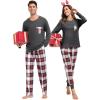 image:imageSWOMOG Adult Christmas Pajamas Buffalo Plaid Pajama Pants with Pockets Long Sleeve Tops for Couples amp FamilyDeep Grey