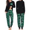 image:imageSWOMOG Adult Christmas Pajamas Buffalo Plaid Pajama Pants with Pockets Long Sleeve Tops for Couples amp FamilyGreen Pliadcandy Cane
