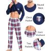 image:imageSWOMOG Adult Christmas Pajamas Buffalo Plaid Pajama Pants with Pockets Long Sleeve Tops for Couples amp FamilyNavy Blue
