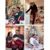 image:imageSWOMOG Adult Christmas Pajamas Buffalo Plaid Pajama Pants with Pockets Long Sleeve Tops for Couples amp FamilyNavy Blue