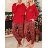 image:imageSWOMOG Adult Christmas Pajamas Buffalo Plaid Pajama Pants with Pockets Long Sleeve Tops for Couples amp FamilyRed Plaid