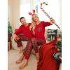 image:imageSWOMOG Adult Christmas Pajamas Buffalo Plaid Pajama Pants with Pockets Long Sleeve Tops for Couples amp FamilyRed Plaid