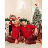 image:imageSWOMOG Adult Christmas Pajamas Buffalo Plaid Pajama Pants with Pockets Long Sleeve Tops for Couples amp FamilyRed Plaid