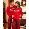 image:imageSWOMOG Adult Christmas Pajamas Buffalo Plaid Pajama Pants with Pockets Long Sleeve Tops for Couples amp FamilySnowmanplaid