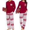 image:imageSWOMOG Adult Christmas Pajamas Buffalo Plaid Pajama Pants with Pockets Long Sleeve Tops for Couples amp FamilyWine Red Christmas Tree