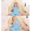image:imageSWOMOG Big Girls Pajama Set 3PCS Button Dowm Sleepwear Short Sleeve with ShortampLong Pants PJs Cute Print LoungewearBlue Star and Moon