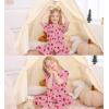 image:imageSWOMOG Big Girls Pajama Set 3PCS Button Dowm Sleepwear Short Sleeve with ShortampLong Pants PJs Cute Print LoungewearTaro Strawberry
