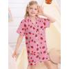 image:imageSWOMOG Big Girls Pajama Set 3PCS Button Dowm Sleepwear Short Sleeve with ShortampLong Pants PJs Cute Print LoungewearTaro Strawberry