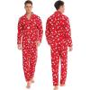 image:imageSWOMOG Christmas Family Matching Pajamas Long Sleeve Pj Set Festival Party Comfy Sleepwear with Button