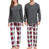 image:imageSWOMOG Couple Christmas Pajamas MEN amp WOMEN Pjs Long Sleeve Top amp Plaid Bottom Soft Sleepwear LoungewearDeep Grey