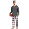 image:imageSWOMOG Couple Christmas Pajamas MEN amp WOMEN Pjs Long Sleeve Top amp Plaid Bottom Soft Sleepwear LoungewearDeep Grey