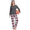 image:imageSWOMOG Couple Christmas Pajamas MEN amp WOMEN Pjs Long Sleeve Top amp Plaid Bottom Soft Sleepwear LoungewearDeep Grey