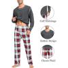 image:imageSWOMOG Couple Christmas Pajamas MEN amp WOMEN Pjs Long Sleeve Top amp Plaid Bottom Soft Sleepwear LoungewearDeep Grey