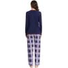 image:imageSWOMOG Couple Christmas Pajamas MEN amp WOMEN Pjs Long Sleeve Top amp Plaid Bottom Soft Sleepwear LoungewearNavy Blue