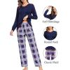 image:imageSWOMOG Couple Christmas Pajamas MEN amp WOMEN Pjs Long Sleeve Top amp Plaid Bottom Soft Sleepwear LoungewearNavy Blue