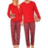 image:imageSWOMOG Couple Christmas Pajamas MEN amp WOMEN Pjs Long Sleeve Top amp Plaid Bottom Soft Sleepwear LoungewearRed