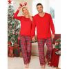 image:imageSWOMOG Couple Christmas Pajamas MEN amp WOMEN Pjs Long Sleeve Top amp Plaid Bottom Soft Sleepwear LoungewearRed