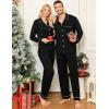 image:imageSWOMOG Couple Matching Pajamas Set Christmas Pajamas Long Sleeve Button Down Pj Set Festival Party Xmas SleepwearBlack