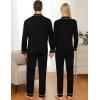 image:imageSWOMOG Couple Matching Pajamas Set Christmas Pajamas Long Sleeve Button Down Pj Set Festival Party Xmas SleepwearBlack