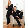 image:imageSWOMOG Couple Matching Pajamas Set Christmas Pajamas Long Sleeve Button Down Pj Set Festival Party Xmas SleepwearBlack