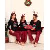 image:imageSWOMOG Couple Matching Pajamas Set Christmas Pajamas Long Sleeve Button Down Pj Set Festival Party Xmas SleepwearBlack Christmas Tree