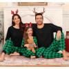 image:imageSWOMOG Couple Matching Pajamas Set Christmas Pajamas Long Sleeve Button Down Pj Set Festival Party Xmas SleepwearBlack Green Plaid