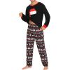 image:imageSWOMOG Couple Matching Pajamas Set Christmas Pajamas Long Sleeve Button Down Pj Set Festival Party Xmas SleepwearChristmas Hat