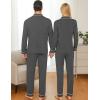 image:imageSWOMOG Couple Matching Pajamas Set Christmas Pajamas Long Sleeve Button Down Pj Set Festival Party Xmas SleepwearDeep Grey