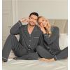 image:imageSWOMOG Couple Matching Pajamas Set Christmas Pajamas Long Sleeve Button Down Pj Set Festival Party Xmas SleepwearDeep Grey