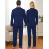 image:imageSWOMOG Couple Matching Pajamas Set Christmas Pajamas Long Sleeve Button Down Pj Set Festival Party Xmas SleepwearNavy Blue