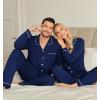 image:imageSWOMOG Couple Matching Pajamas Set Christmas Pajamas Long Sleeve Button Down Pj Set Festival Party Xmas SleepwearNavy Blue