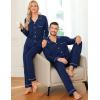 image:imageSWOMOG Couple Matching Pajamas Set Christmas Pajamas Long Sleeve Button Down Pj Set Festival Party Xmas SleepwearNavy Blue
