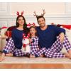 image:imageSWOMOG Couple Matching Pajamas Set Christmas Pajamas Long Sleeve Button Down Pj Set Festival Party Xmas SleepwearNavy Blue Plaid