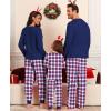 image:imageSWOMOG Couple Matching Pajamas Set Christmas Pajamas Long Sleeve Button Down Pj Set Festival Party Xmas SleepwearNavy Blue Plaid