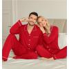 image:imageSWOMOG Couple Matching Pajamas Set Christmas Pajamas Long Sleeve Button Down Pj Set Festival Party Xmas SleepwearRed