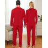 image:imageSWOMOG Couple Matching Pajamas Set Christmas Pajamas Long Sleeve Button Down Pj Set Festival Party Xmas SleepwearRed