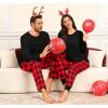 image:imageSWOMOG Couple Matching Pajamas Set Christmas Pajamas Long Sleeve Button Down Pj Set Festival Party Xmas SleepwearRed Black Plaid