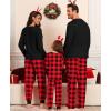 image:imageSWOMOG Couple Matching Pajamas Set Christmas Pajamas Long Sleeve Button Down Pj Set Festival Party Xmas SleepwearRed Black Plaid