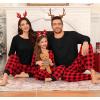 image:imageSWOMOG Couple Matching Pajamas Set Christmas Pajamas Long Sleeve Button Down Pj Set Festival Party Xmas SleepwearRed Black Plaid