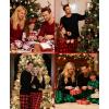image:imageSWOMOG Couple Matching Pajamas Set Christmas Pajamas Long Sleeve Button Down Pj Set Festival Party Xmas SleepwearRed Black Plaid